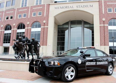 patrol car in front of memorial stadium