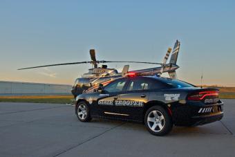 nebraska state patrol helicopter and car